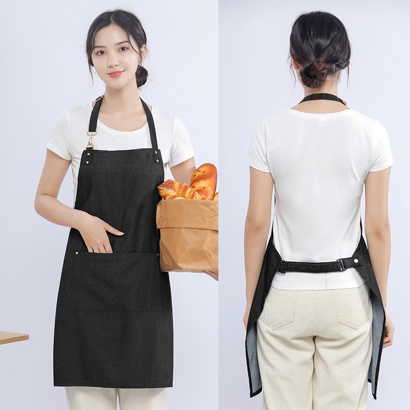 Women's Canvas Work Apron - Waitress, Baking, Milk Tea Shop Style