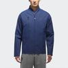 Men's Adidas Logo Printing Solid Color Stand Collar Jacket Autumn Blue CV6230
