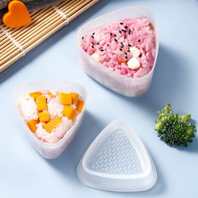2Pcs Sushi Mold Rice Ball Maker 2-in-1 Triangular Onigiri Press with Lunch Box Compact Kitchen Tool for Bento Picnic Office Meals