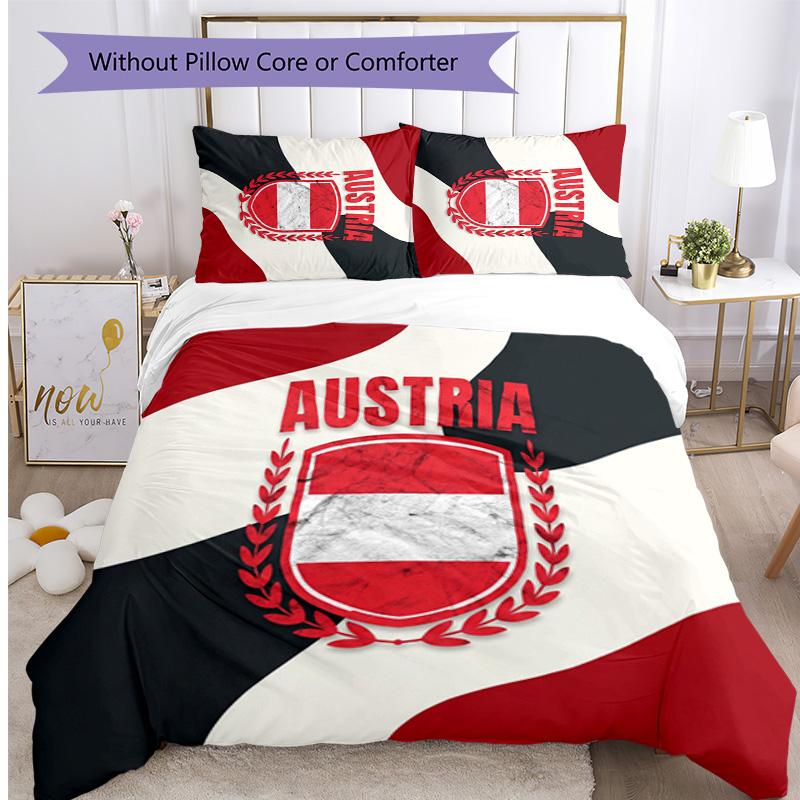 Set Lenzuola Stampate Caldo e Traspirante 3 Pezzi con Motivo Calcio Austriaco come Regalo per Inaugurazione Casa o Festività
