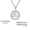 Tree of Life Clear Zircon Round Pendant Necklace Women Stainless Steel Gold Color Neck Chains Luxury Jewelry Wedding Gift
