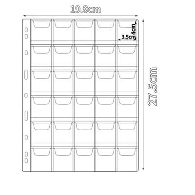 Colecție Bancnote Monede Transfrontaliere: Pagini de depozitare PVC cu 9 găuri și 30 de buzunare, tip flip-up, pentru dosar cu inele