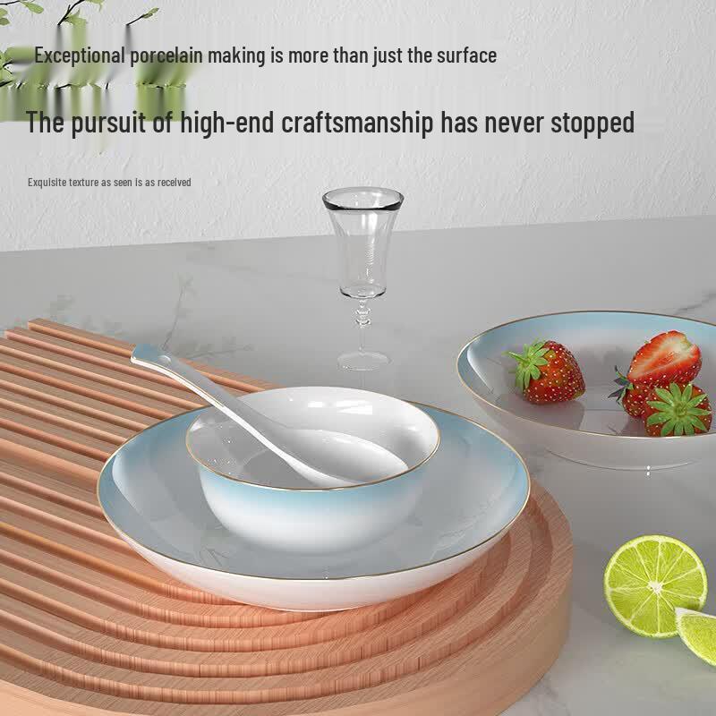 KOBACH Sky Cyan Bone China 16-Piece Dinnerware Set