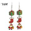 Christmas Fashion Jewelry 1 Pair Wooden Dangle Drop Earrings for Women, Cute Santa Holiday Wood Gingerbread Candy Cane Earrings, Vintage Winter Party
