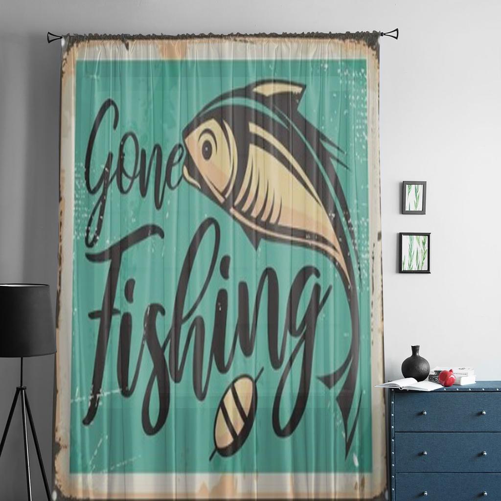 Gone Fishing Vintage Tulle Curtains For Living Room Sheer Curtain Bedroom Veil Organza Decorative Window Treatments