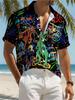 Men'S Urban Street Style Aloha Shirt, Abstract Graffiti Print, Casual Vacation Shirt, Suitable for Fans of Cool And Trendy Styles