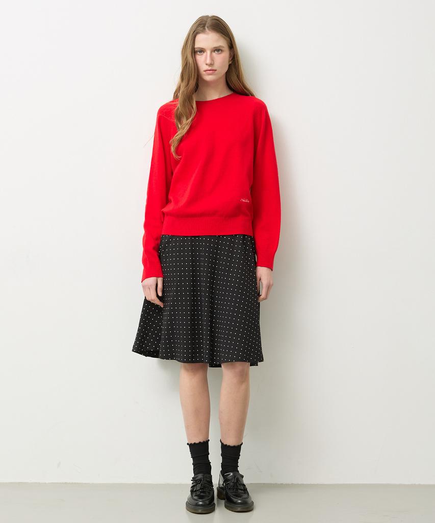 Nyuluki Flared Dot Midi Skirt _Black