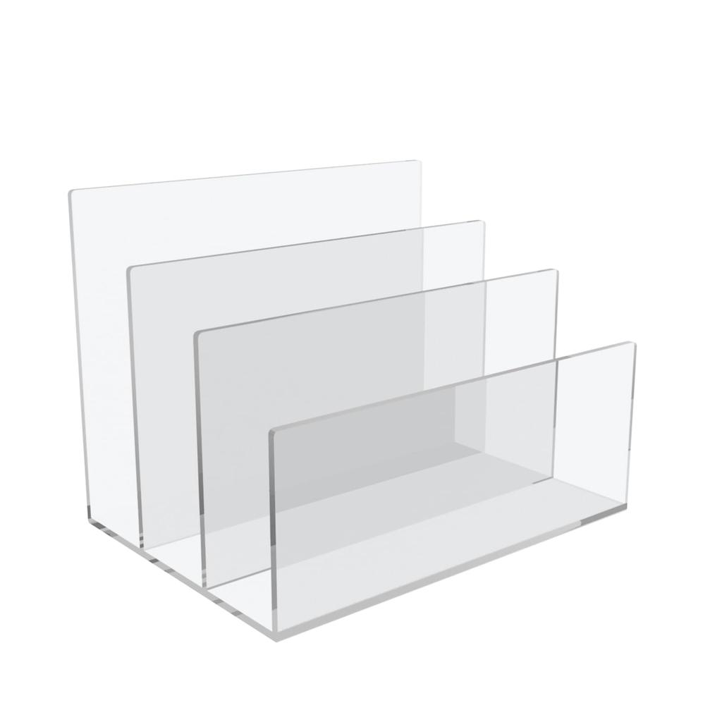 Andacar Desk Shelf, Storage Rack, 3 Compartments, File Box, Desk Rack, Office Storage Rack, No Installation Required, Clear Plastic, Bookshelf,