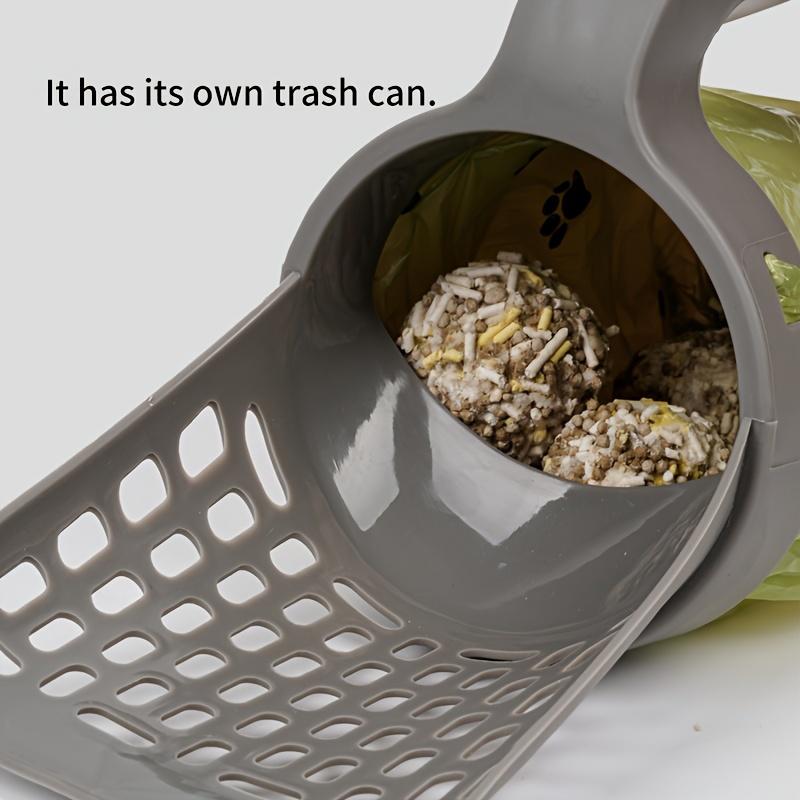 Large-Capacity Cat Litter Scoop with Integrated Trash Can - Portable Easy-Clean Plastic Pet Waste Shovel for Cats, Ideal