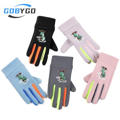 Gobygo 1Pair Children'S Warm Gloves Winter Gloves Adding Fleece Windproof Little Dinosaur Outdoor Sports Play Snow Waterproof