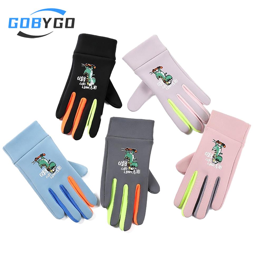 1Pair Kids Winter Gloves Fleece Lined Windproof Little Dinosaur Design Outdoor Snow Play Waterproof Warm
