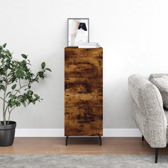 VidaXL Buffet Chêne fumé 34,5x34x90 cm Bois d'ingénierie 828625