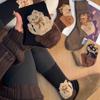 Boneless Cat Feather Yarn Socks High Tube Stackable Design Breathable Warm Winter Cartoon Womens Mid Calf Ankle Socks