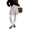 Grey Slimming High-Waisted Knit A-line Skirt - Women's 2025 Retro Korean Style Short Skirt