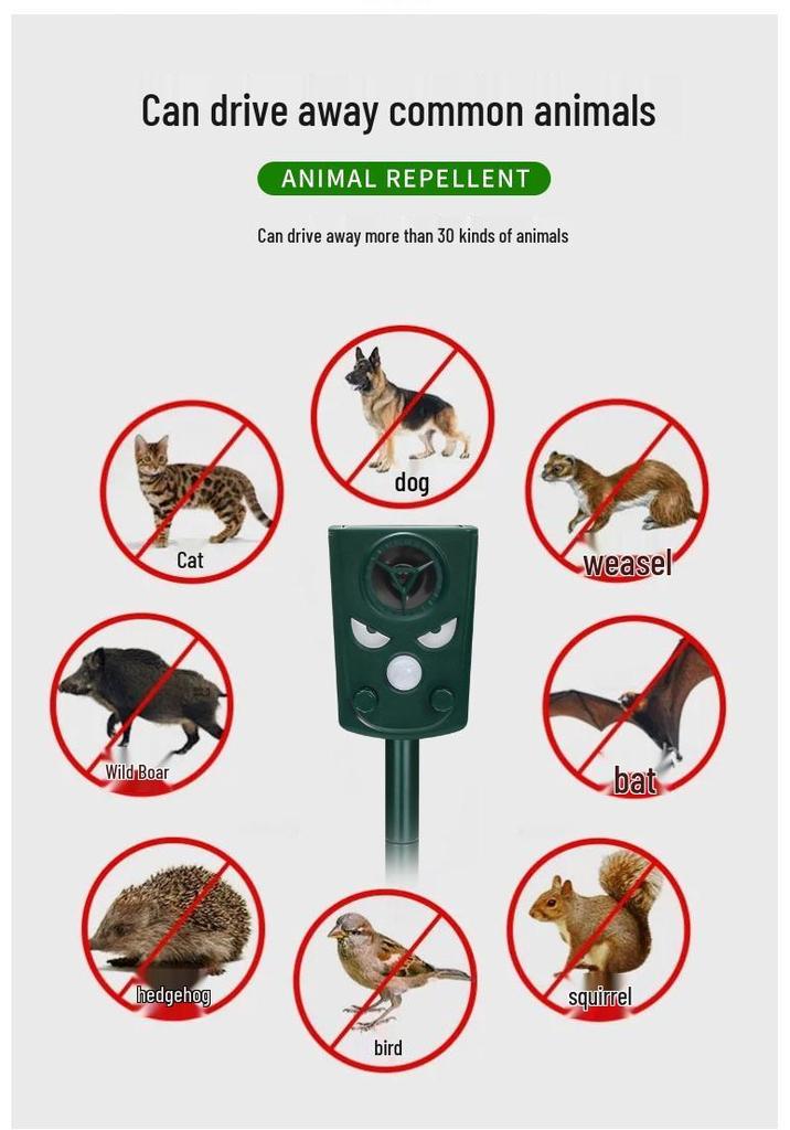 Solar Ultrasonic Animal Repeller: Infrared Cat & Dog Deterrent