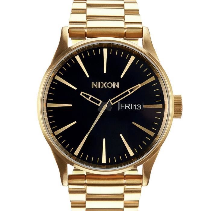 Montre - NIXON - Sentry SS - Doré et noir - Quartz - Étanchéité 10 ATM