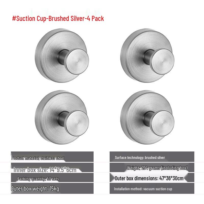 Stainless Steel Traceless Vacuum Suction Cup Hook for Kitchen and Bathroom Towels