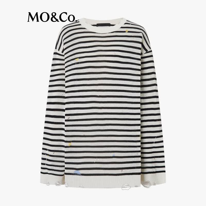 MO&Co. Spring Knitted Pullover with Linen Blend