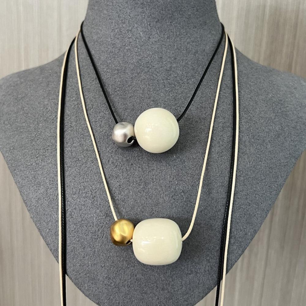 Korean Style Cord Necklace Vintage Trend Choker Fashion Bead Pendant Necklace  Women