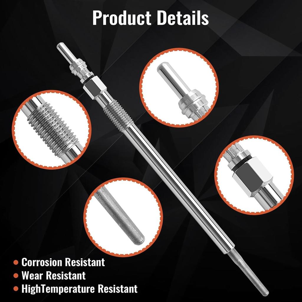 Ensun 68460484AB Diesel Glow Plug Dual Coils Compatible with 2014- Grand Cherokee 6 Cyl 3.0L Diesel, 2014-2018 Ram 1500 6 Cyl 3.0L Diesel,  Ram 1500
