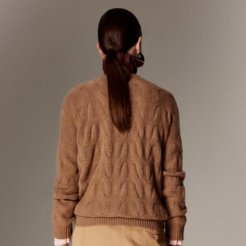 PALUOPO Women's 100% Cashmere Cable Knit Round Neck Sweater