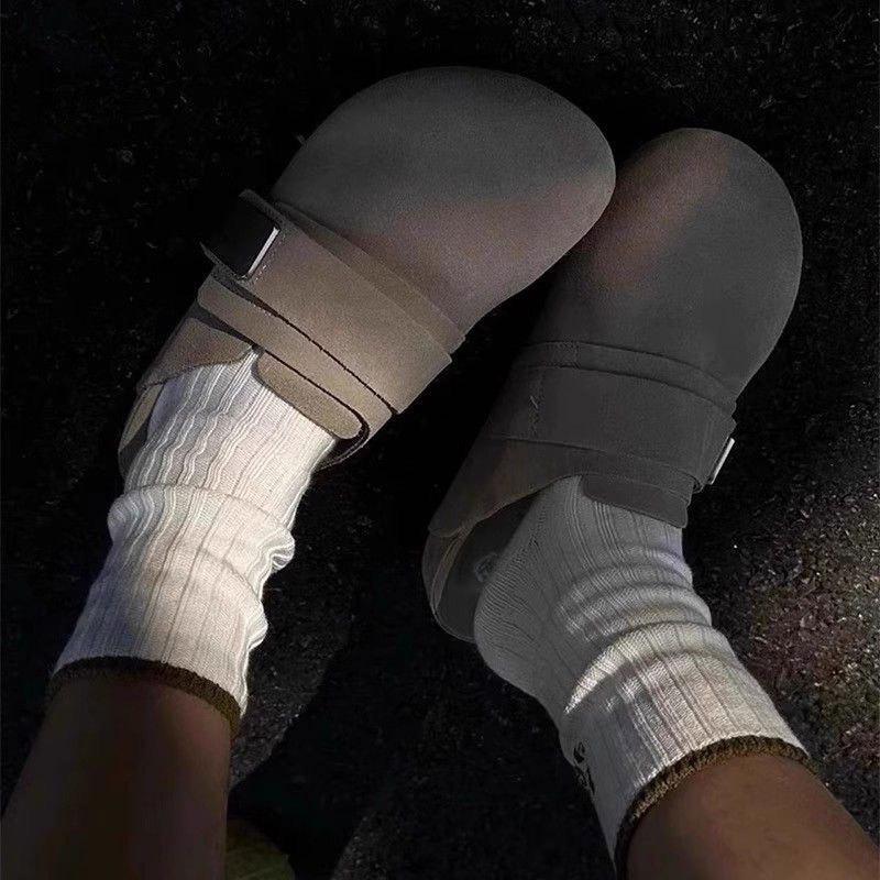 Thick-soled fishing with one pedal Velcro Boken shoes for women's summer wear 2025 spring new Boken bag head half slippers
