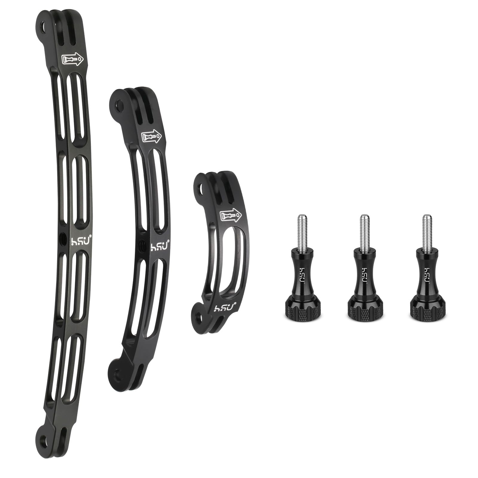 

HSU Aluminum Curved Extension Arm GoPro Mount Helmet Arm Extension Kit in Screw Hole Adapter for GoPro Hero Osmo AKASO Brave EK7000 V50 Action Camera чорний