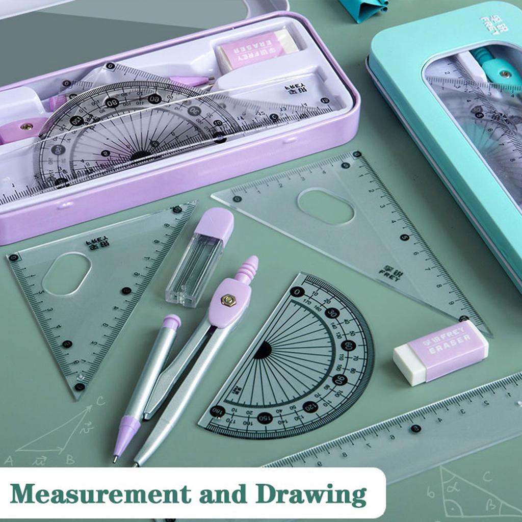 Back To School 7 Pcs/set Mathematical Rulers Set Professional Compass Ruler Multi-function Drawing Tools Students Stationery