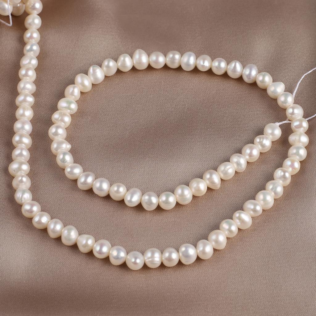 1String, White Natural Freshwater Pearls, 4.5-5mm, Handmade Near Round Pearl Beads for Jewelry Making DIY, Cheapest Items Available 36cm