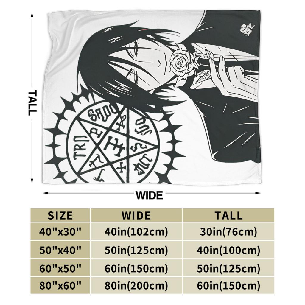Black Butlers  Flannel Blanket Autumn  Super Soft Bedding Throws for Kids Bedroom Graphic Bedspread Sofa Bed Cover