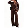 Women's Loose Fit Long Sleeve Top and Wide Leg Pants 2-Piece Tracksuit for Casual Workout