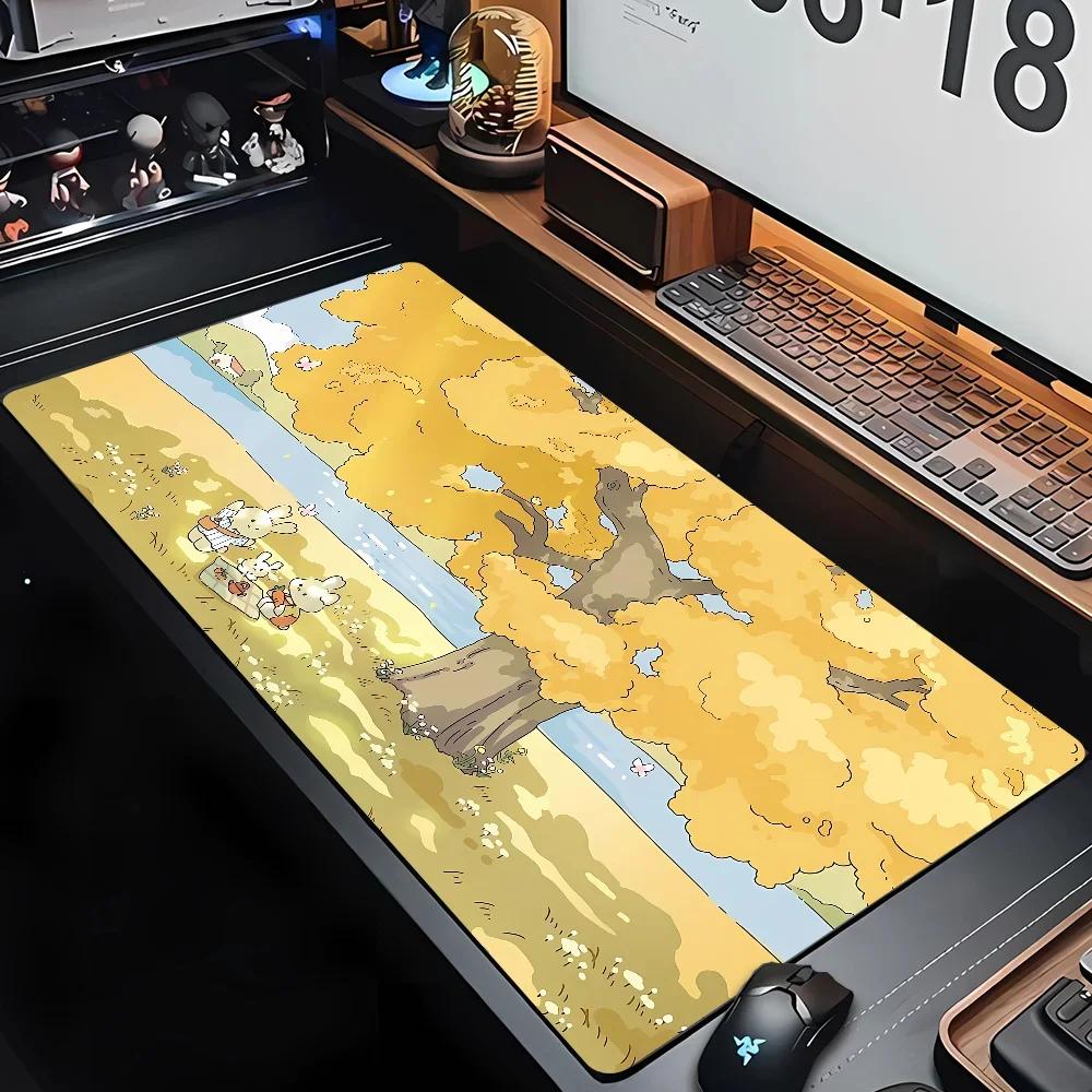 Cute Rabbits Anime Mouse Pad Large Computer Office Game Table Mats Xxl Rubber AntiSlip Gaming Keyboard Mousepads Long Desk Pads