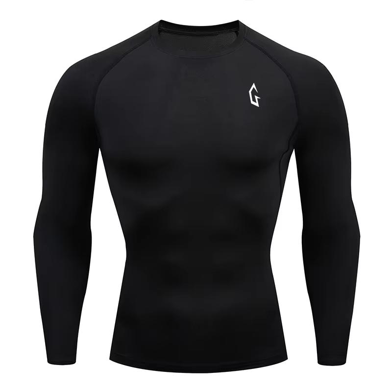 Men's Compression Printed T-shirt, Quick-Dry Fabric, Long-Sleeve Top Suitable for Bodybuilding and Running. RL802