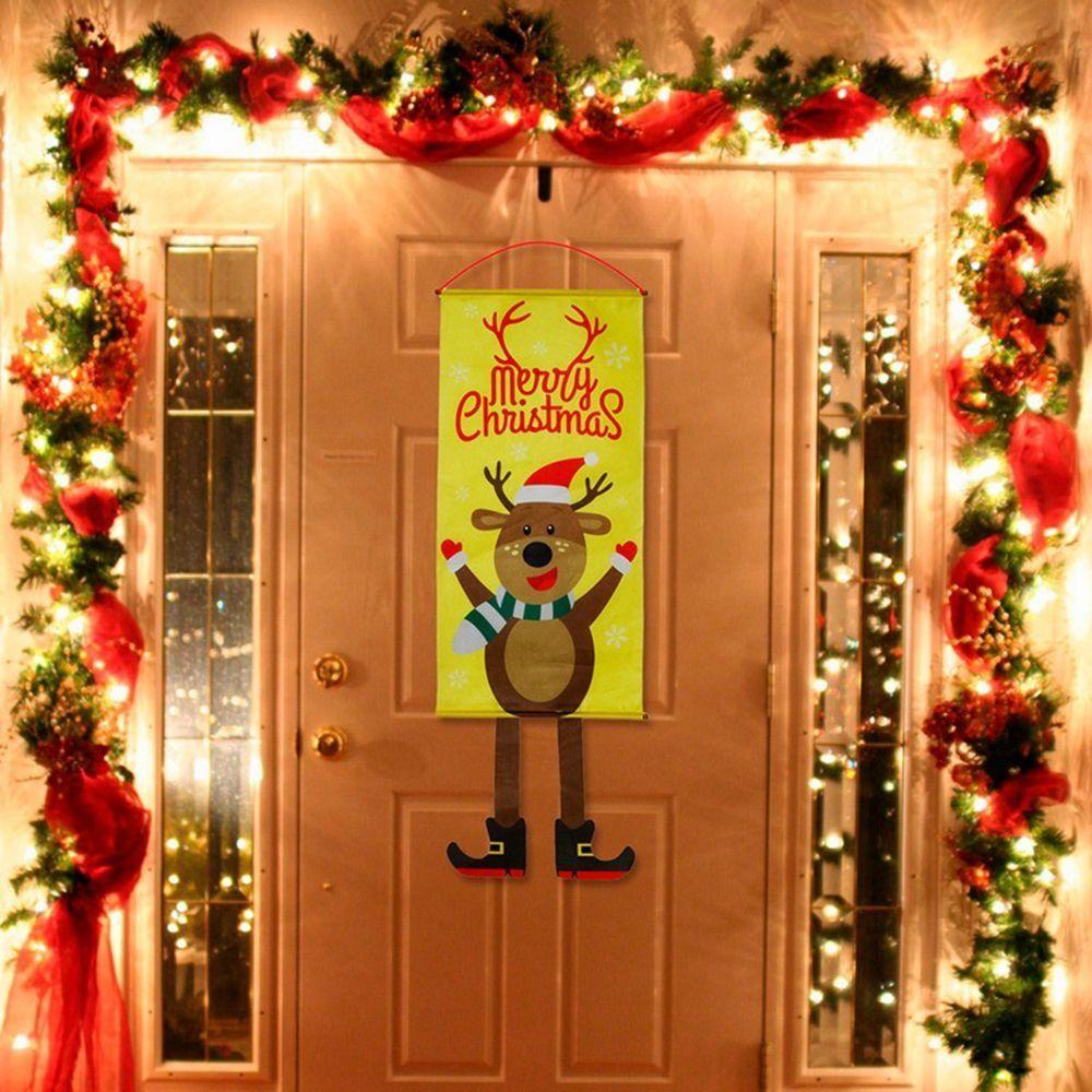 Santa Claus Xmas Door Banner Snowman Decoration Hanging Cloth Creative Christmas Hanging Flag  Door