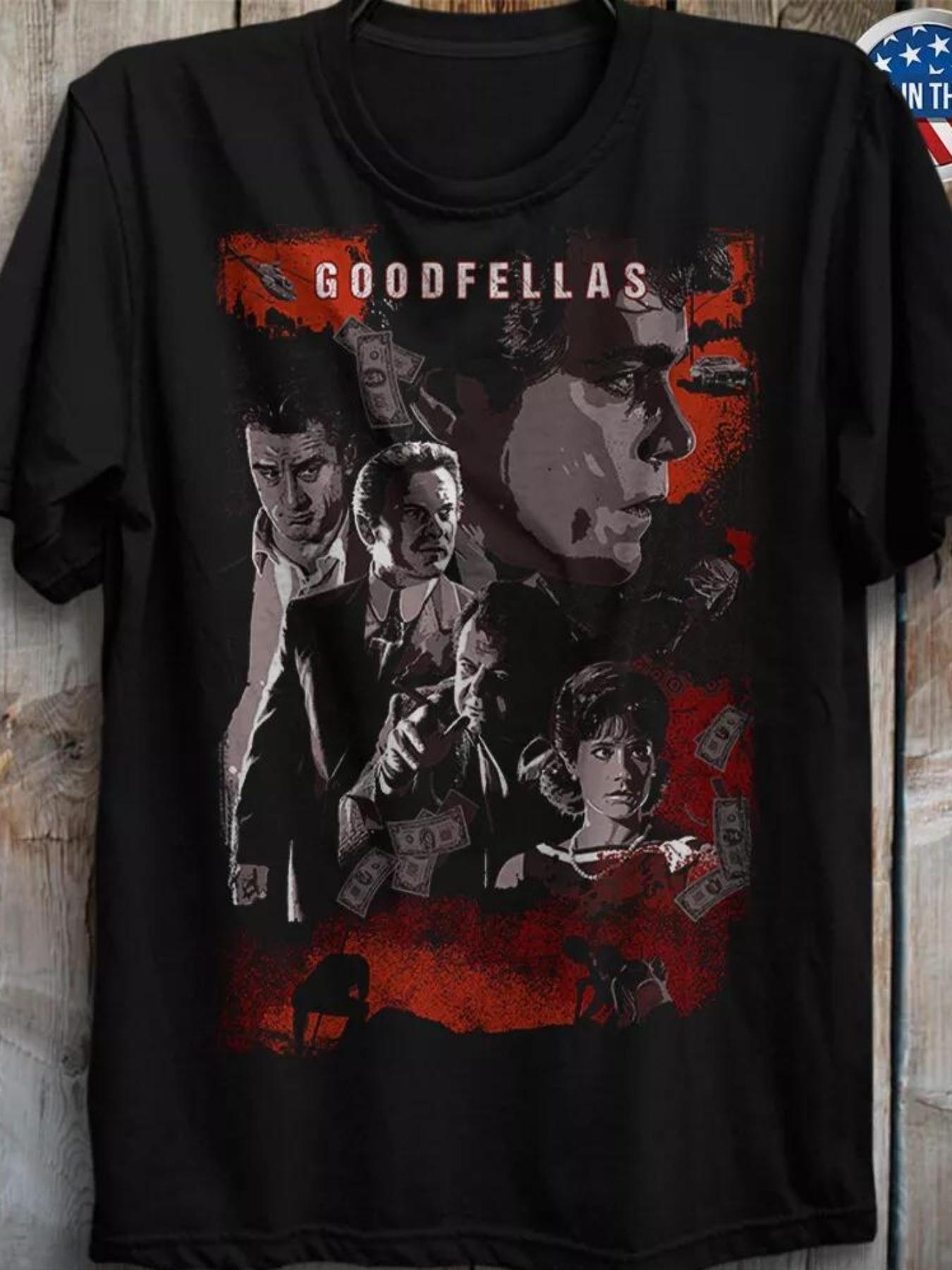 

Мужская футболка в стиле фильма «Славные парни» 100% хлопок Элегантная черная с дизайном кинопостера Дышащая Удобная Короткий рукав 4XL