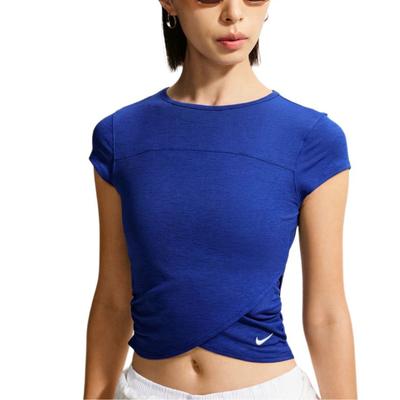 Crossover Cap Sleeve Short Sleeve Round Neck Pullover T-Shirt Women Tops IV5006-417