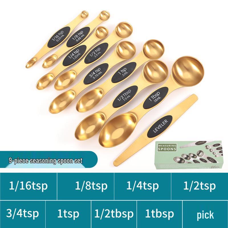 Ruhan Magnetic Double-Ended Stainless Steel Measuring Spoon Set