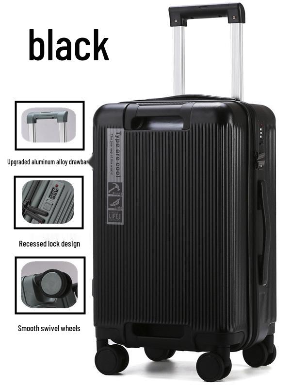 Luggage 24-Inch Large Capacity Leather Zipper Suitcase, Universal Trolley Case for College Students, Men & Women, 20-Inch Cabin Size