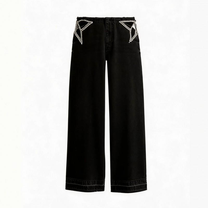 Womens High-Waisted Straight Leg Denim Jeans