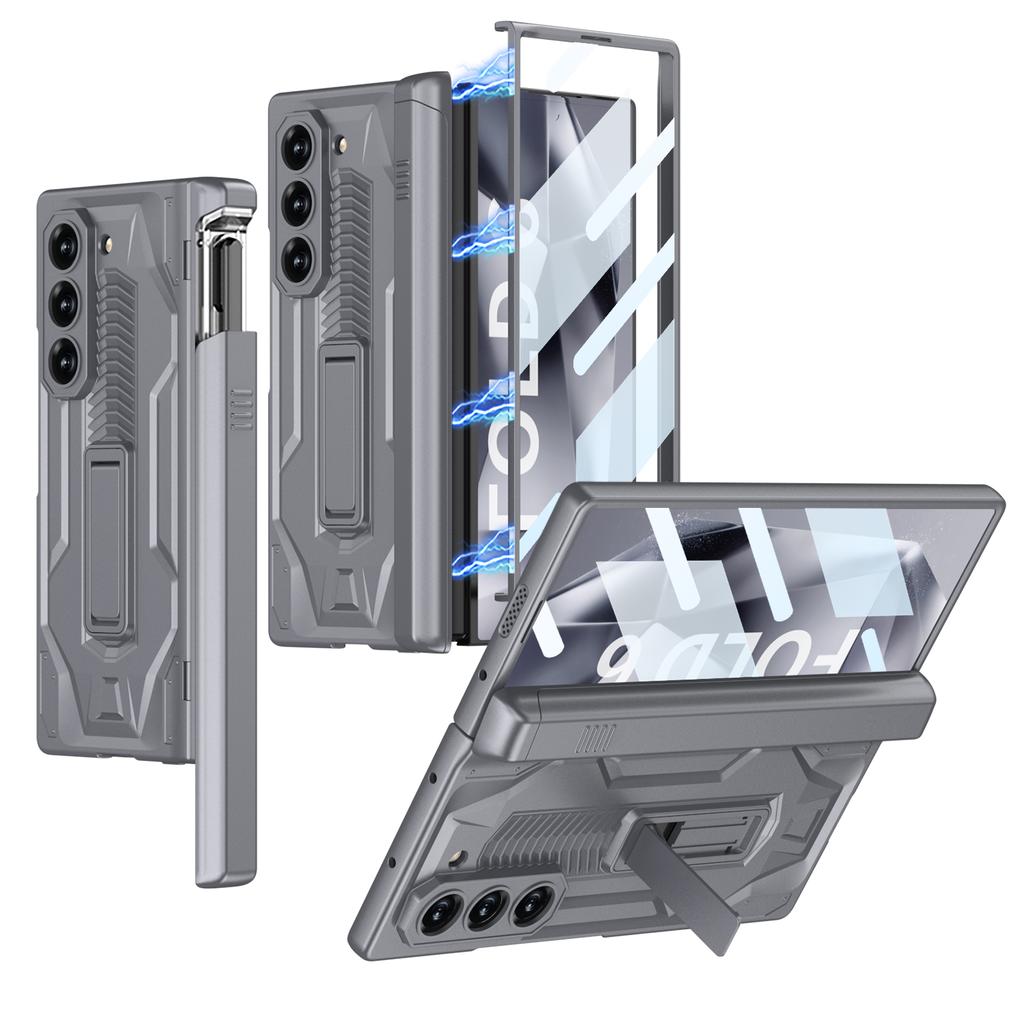 Hard Armor Hinge Protection Phone Cover for Samsung Galaxy Z Fold 6 Case with Pen Slot Bracket Screen Protector