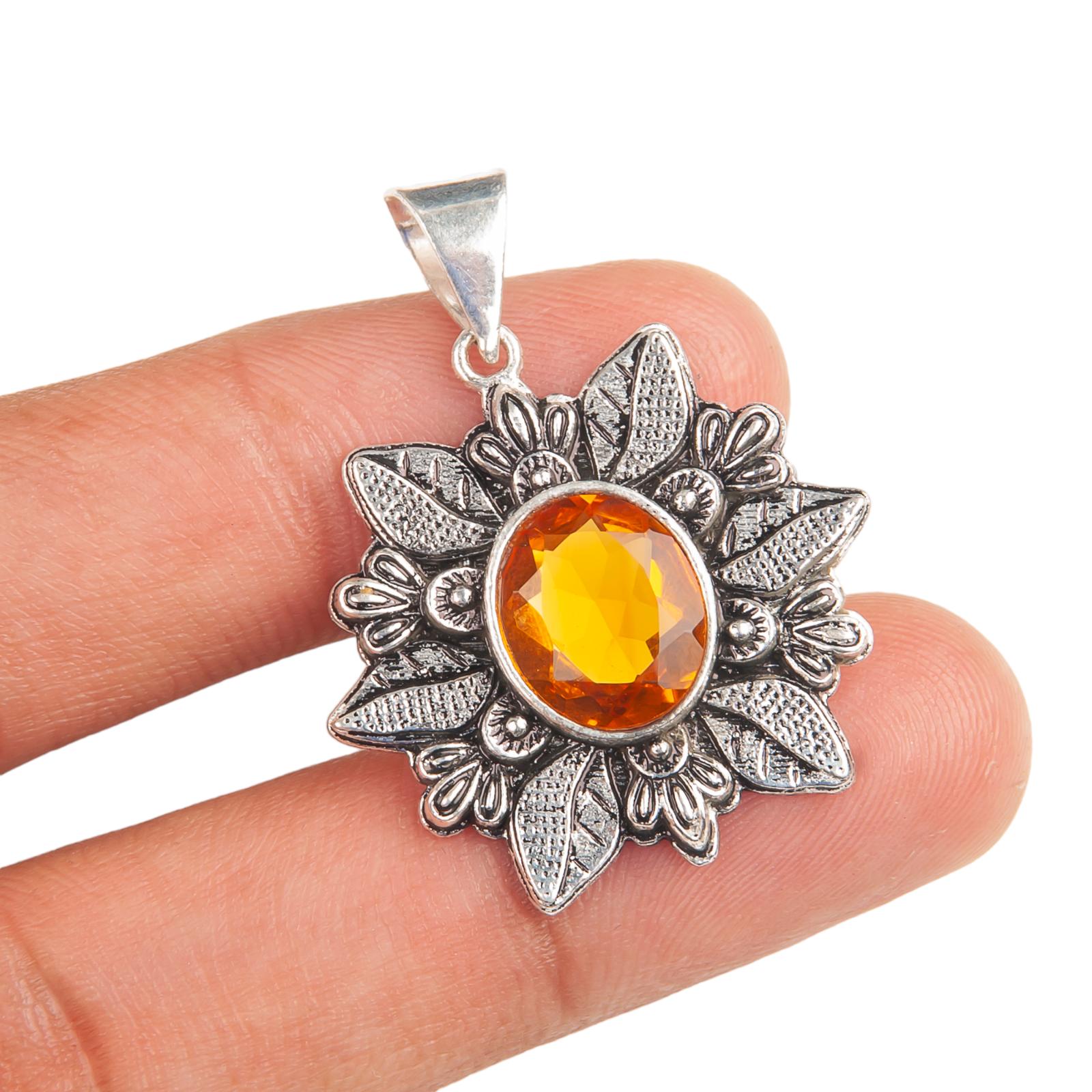 

Редкий цитрин драгоценный камень 925 стерлинговое серебро ювелирные изделия ручной работы кулон-цветок 1,59 CP-14-1