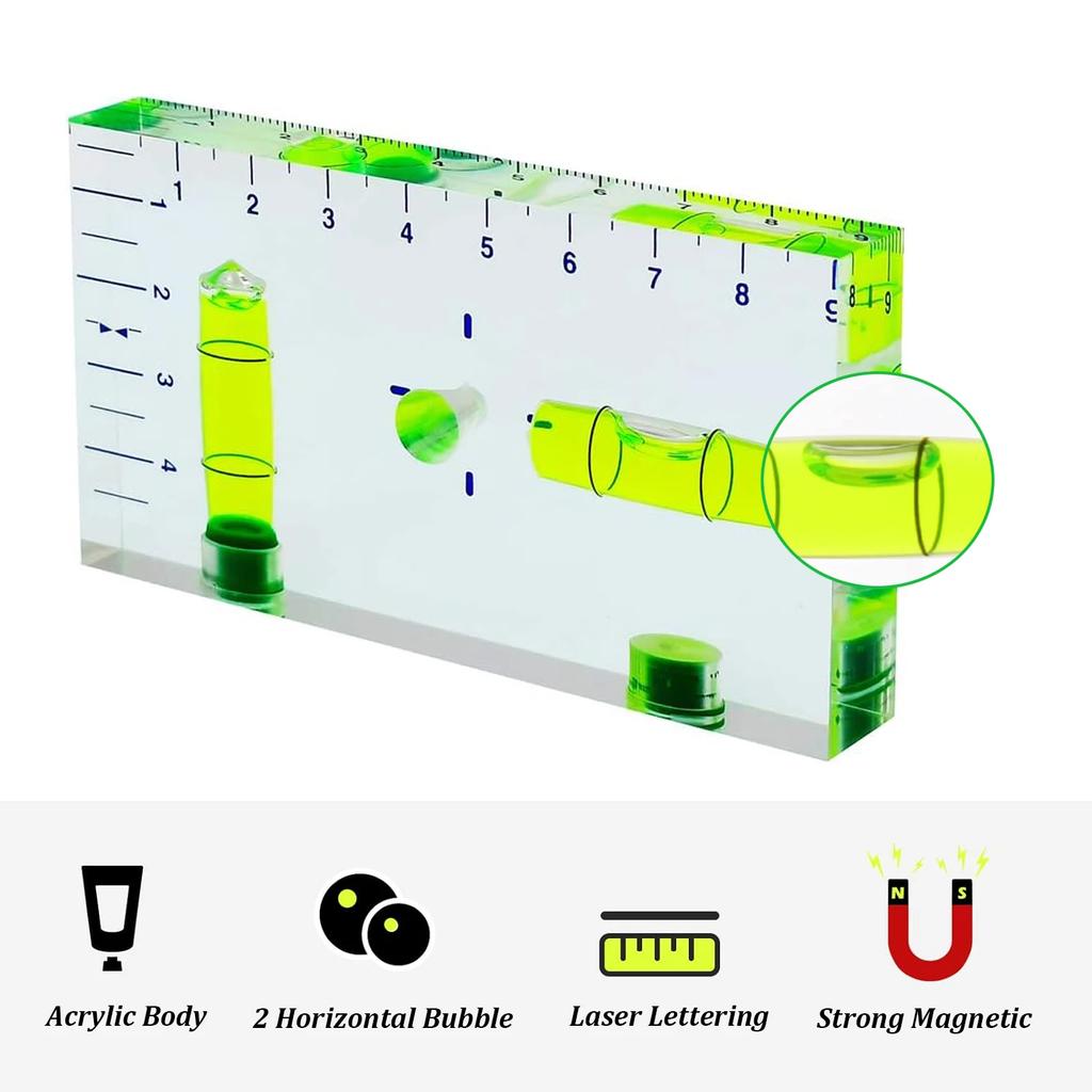 Magnetic Mini Bubble T-Type Level High Precision Transparent Two Directions Spirit Level Mark Measuring Instruments Layout Tools