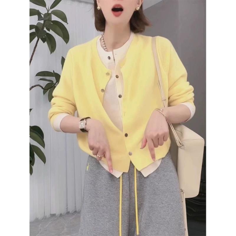 Fake Two-piece Knitted Cardigan New Spring and Autumn Loose Soft Waxy Gentle Casual Versatile Knitted Sweater Sweater Jacket