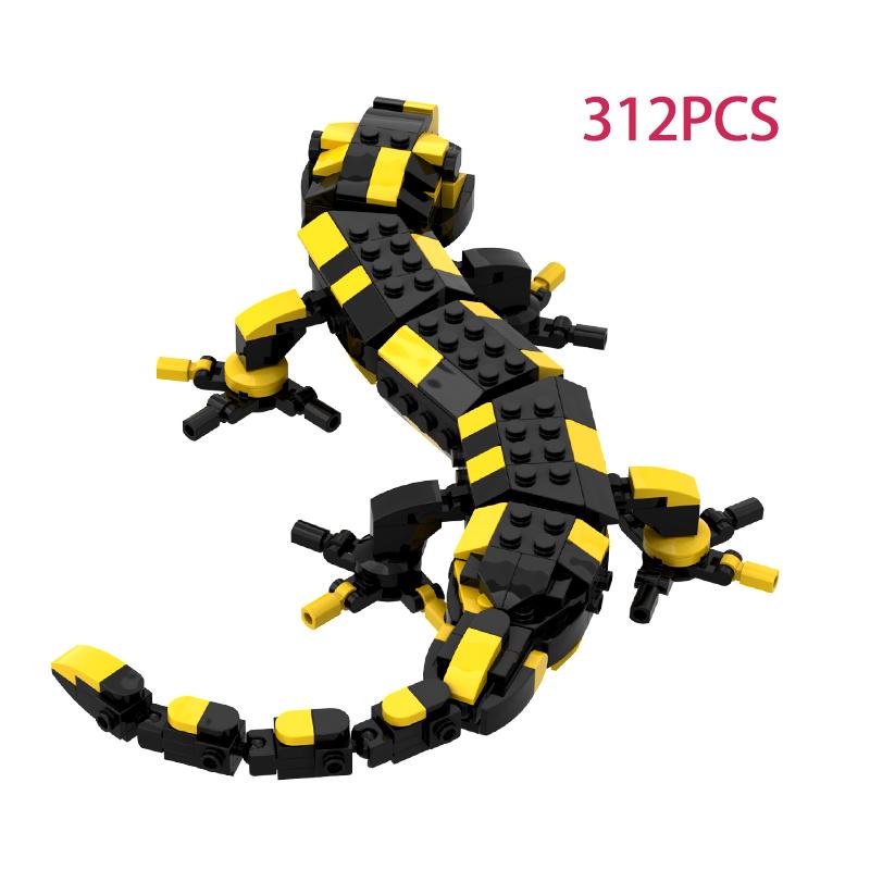 MOC Tier Feuersalamander Bausteine Sets Konstruktionsspielzeug Haifischmodell DIY Steine Weihnachten Geburtstagsgeschenke