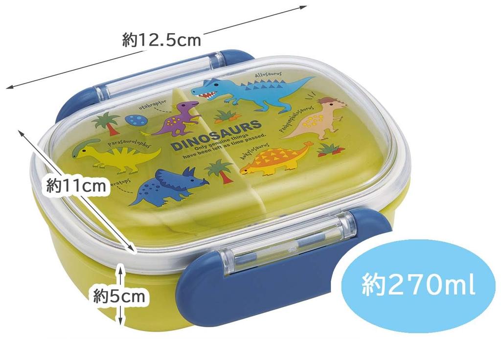 Skater Small Lunch Single Domed Design with Dinosaur Picture Made In Kids' Box, Tier, 270ml, Book, Antibacterial, Japan, QAF1AG-A