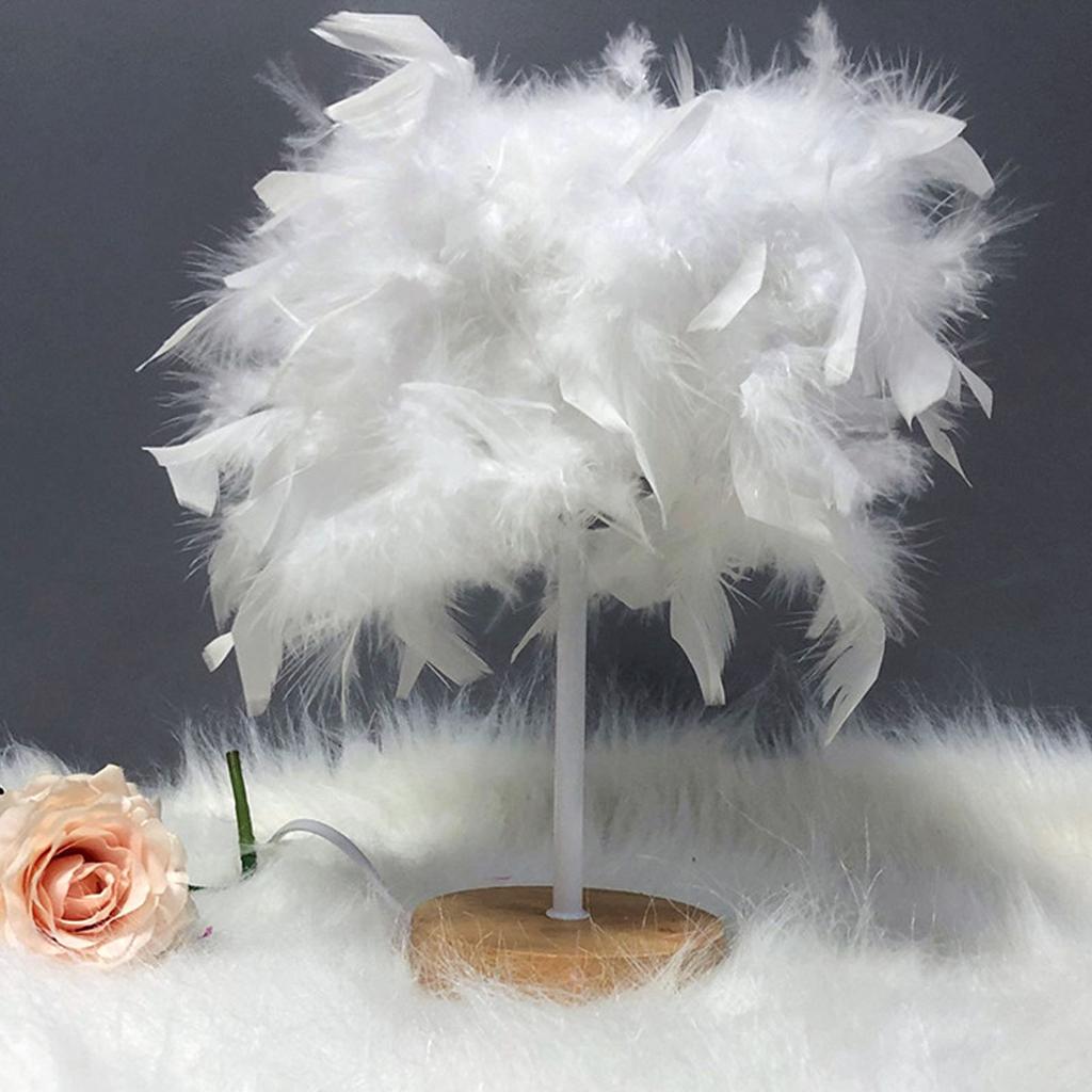 Feather Table Lamp Light Luxury Bedside Lamp Night Light for Bedroom Living Room Party Wedding