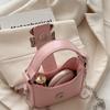 Handbag Bow Buckle PU Bag Mini Women's Shoulder Bag Casual Silver Bucket Bag  Women