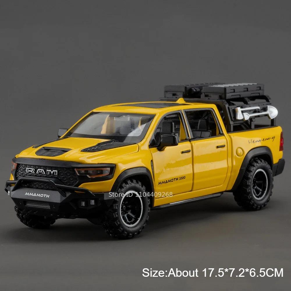 1:32 Hilux Ram Mammoth Model Car Toy Alloy Diecast Sound Light Pull Back Shock Absorption Off-Road Pickup Vehicle Boys Gifts