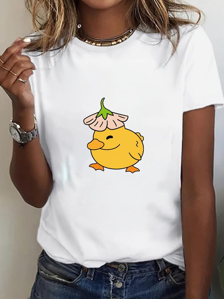 Frieden war nie eine Option Niedliches Tier T-Shirt Lustige Gänse Grafik T-Shirts Sommer Lässige Kurzarm Tops Damenbekleidung