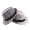 Trendy Jazz Cap Wide Brim Solid Color Solid Color Fedora Hat  Linen Male Cap for Club